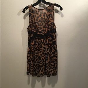 Sheer leopard top with lace
